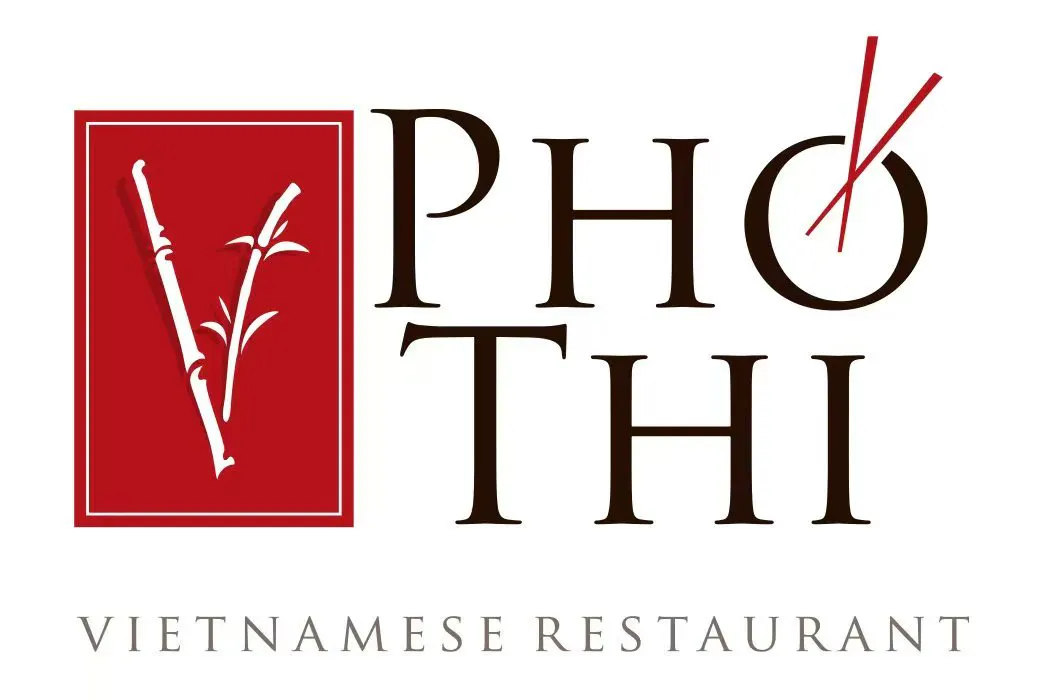 Logo of Pho Thi Vietnamese Restaurant with bamboo and chopstick elements