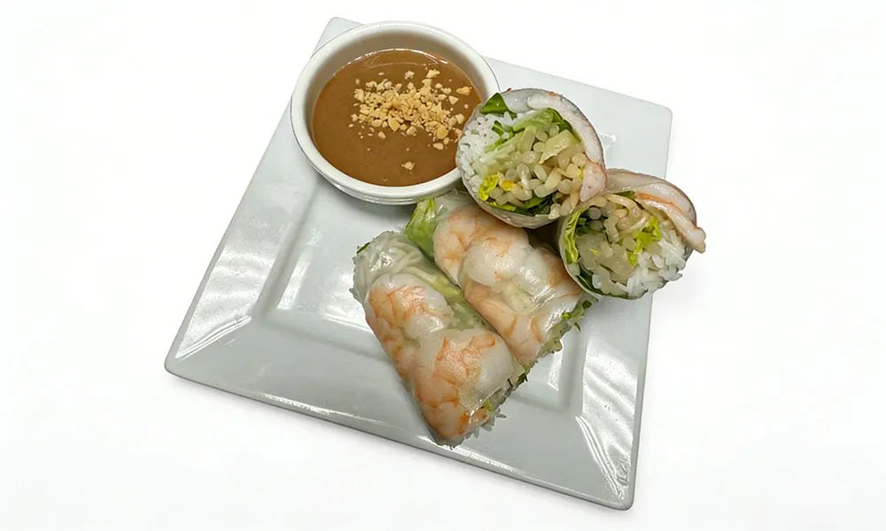 Vietnamese shrimp spring rolls with peanut sauce at Pho Thi, a Vietnamese Restaurant in Oregon City